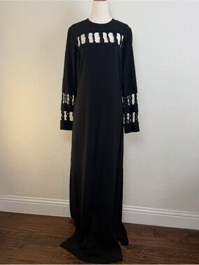 Nellie Partow Chain Link Cutout Black Maxi Dress